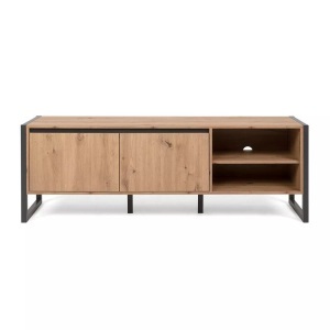 home24, home24 TV-Lowboard Denville, Calicosy - TV-Möbel mit 2 Türen und Nischen L160 cm Denver, One Size, Eiche