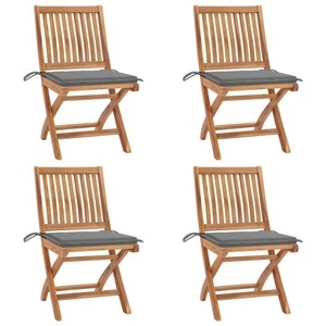 vidaXL, vidaXL Klappbare Gartenstühle mit Kissen 4 Stk. Massivholz Teak