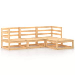 vidaXL, vidaXL 4-tlg. Garten-Lounge-Set Kiefer Massivholz, vidaXL 4-tlg. Garten-Lounge-Set Massivholz Kiefer