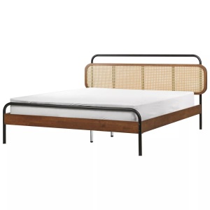 Beliani, Bett mit Lattenrost aus Gummibaumholz Retro BOUSSICOURT Bett mit Lattenrost aus Gummibaumholz Retro BOUSSICOURT