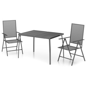 vidaXL, vidaXL 3-tlg. Garten-Essgruppe Anthrazit Stahl, vidaXL 3-tlg. Garten-Essgruppe Anthrazit Stahl
