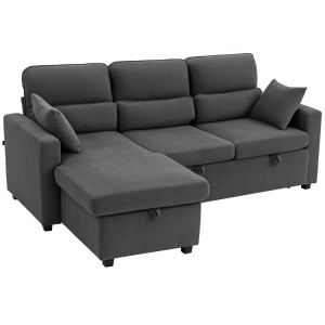 HOMCOM, HOMCOM - Sofa mit Schlaffunktion, One Size, Grau, HOMCOM - Sofa mit Schlaffunktion, One Size, Grau