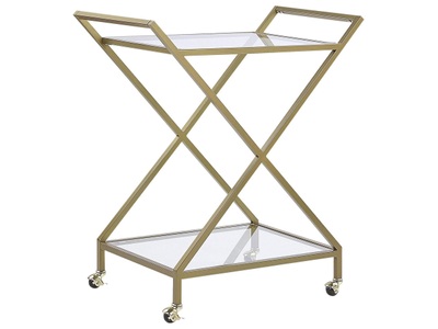 Beliani, Beliani Servierwagen Metall / Glas gold 2 Etagen IVERA
