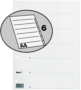 undefined, BIELLA Register Karton weiss A4 46540601 6 - teilig, blanko, Biella Register Karton, weiss, A4, 6-teilig, blanko, 465406.01