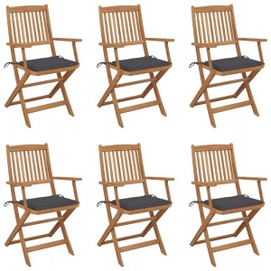 vidaXL, vidaXL Klappbare Gartenstühle 6 Stk. mit Kissen Massivholz Akazie