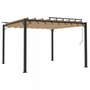 vidaXL, vidaXL Pavillon mit Lamellendach 3x3 m Taupe Stoff und Aluminium, vidaXL Pergola mit Lamellendach 3x3 m Taupe Stoff und Aluminium