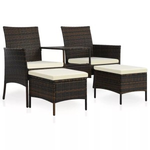 Diverse Hardware, 2-Sitzer-Gartensofa mit Tisch & Hocker Poly Rattan Braun, VidaXL - Garten-sofagarnitur poly-rattan, One Size, Braun