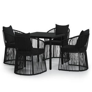 vidaXL, vidaXL 5-tlg. Garten-Essgruppe mit Kissen Schwarz, 