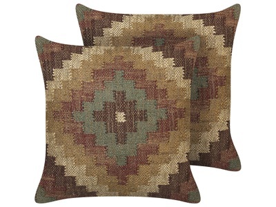 Beliani, Kissen 2er Set aus Jute Retro MAGURI Kissen 2er Set aus Jute Retro MAGURI, Beliani - Dekokissen 2er Set aus Jute Retro MAGURI, One Size, Braun Bunt