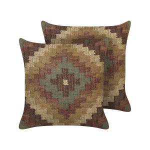 Beliani, Kissen 2er Set aus Jute Retro MAGURI Kissen 2er Set aus Jute Retro MAGURI, Beliani - Dekokissen 2er Set aus Jute Retro MAGURI, One Size, Braun Bunt