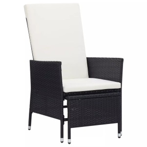 vidaXL, vidaXL Garten-Liegestuhl mit Auflagen Poly Rattan Schwarz, vidaXL Garten-Liegestuhl mit Auflagen Poly Rattan Schwarz