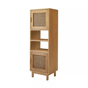 Tikamoon, Schreibtisch & Regal Schreibtisch & Regal, Tikamoon - Hoher Kinder-Bücherschrank aus Ulme und Rattangeflecht Luis, One Size, Zimt