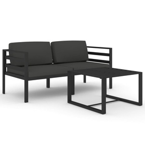 vidaXL, vidaXL 3-tlg. Garten-Lounge-Set mit Kissen Aluminium Anthrazit