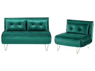 Beliani, Wohnzimmer Set aus Samtstoff Glamourös VESTFOLD Wohnzimmer Set aus Samtstoff Glamourös VESTFOLD, 