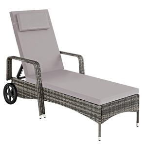 TecTake, Sonnenliege Rattan mit Rollen Sonnenliege Rattan mit Rollen, 