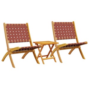 vidaXL, vidaXL Gartenstühle 2 Stk. Klappbar mit Tisch Rot Massivholz, vidaXL Gartenstühle 2 Stk. Klappbar mit Tisch Rot Massivholz