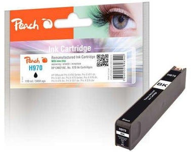 Peach, Peach Tintenpatrone schwarz kompatibel zu HP No. 970, CN621AE, Peach HP 970 bk Druckerpatrone bk ersetzt HP No. 970 bk, CN621A für z.B. HP OfficeJet Pro X 476 dw, HP OfficeJet Pro X 450, HP OfficeJet Pro X 451 dn