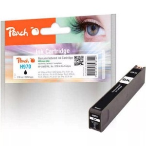 Peach, Peach Tintenpatrone schwarz kompatibel zu HP No. 970, CN621AE, Peach HP 970 bk Druckerpatrone bk ersetzt HP No. 970 bk, CN621A für z.B. HP OfficeJet Pro X 476 dw, HP OfficeJet Pro X 450, HP OfficeJet Pro X 451 dn