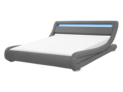 Beliani, Beliani Bett Kunstleder grau 140 x 200 cm mit LED-Beleuchtung AVIGNON, 