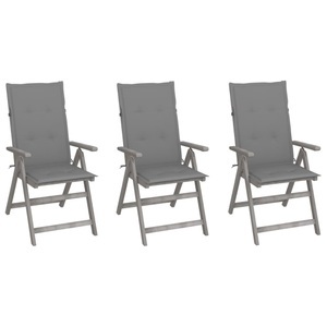 vidaXL, vidaXL Verstellbare Gartenstühle 3 Stk. mit Auflagen Massivholz Akazie