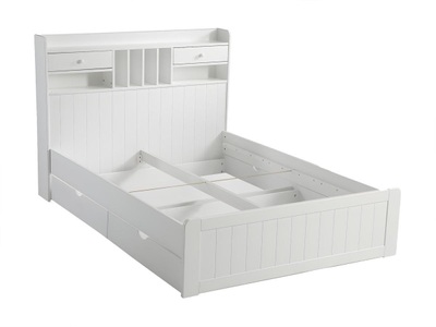 Vente-unique, Holzbett mit Stauraum Schubladen 1 MEDERICK Holzbett mit Stauraum Schubladen 1 MEDERICK, Vente-unique - Holzbett mit Stauraum Schubladen 1 MEDERICK, 140X190CM, Weiss