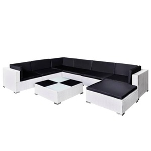 Diverse Hardware, 8-tlg. Garten-Lounge-Set mit Auflagen Poly Rattan Weiss