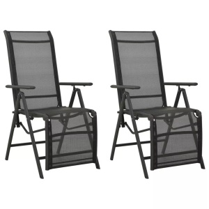 vidaXL, vidaXL Garten-Liegestühle 2 Stk. Textilene und Aluminium Schwarz, vidaXL Garten-Liegestühle 2 Stk. Textilene und Aluminium Schwarz
