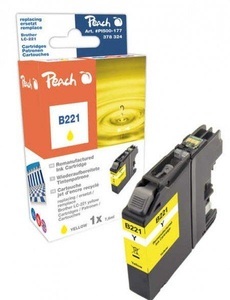 Peach, Peach Tintenpatrone gelb kompatibel zu Brother LC-221Y, Peach B221 Y Druckerpatrone ye ersetzt Brother LC-221Y für z.B. Brother DCPJ 562 DW, Brother MFCJ 880 DW, Brother MFCJ 480 DW, Brother MFCJ 680 DW