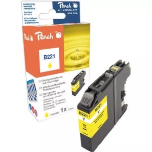 Peach, Peach Tintenpatrone gelb kompatibel zu Brother LC-221Y, Peach B221 Y Druckerpatrone ye ersetzt Brother LC-221Y für z.B. Brother DCPJ 562 DW, Brother MFCJ 880 DW, Brother MFCJ 480 DW, Brother MFCJ 680 DW