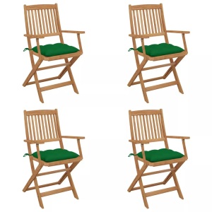 vidaXL, vidaXL Klappbare Gartenstühle 4 Stk. mit Kissen Massivholz Akazie