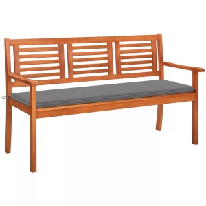 vidaXL, vidaXL 3-Sitzer-Gartenbank mit Auflage 150 cm Massivholz Eukalyptus, vidaXL 3-Sitzer-Gartenbank mit Auflage 150 cm Massivholz Eukalyptus
