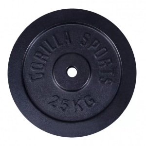 Gorilla sports, Hantelscheibe Guss Unisex Schwarz 25KG, Gorilla Sports - Hantelscheibe Guss, One Size, Schwarz