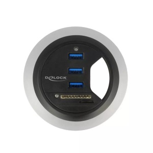 Delock, Tisch-Hub 3 Port USB 3.0, Kartenleser, Tisch-Hub 3 Port USB 3.0, Kartenleser