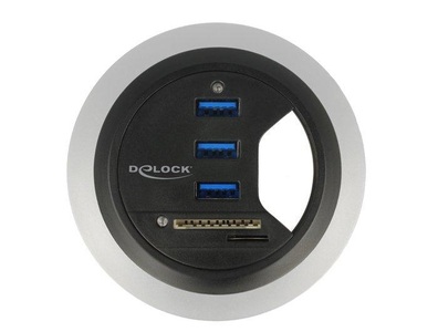 Delock, Tisch-Hub 3 Port USB 3.0, Kartenleser, Tisch-Hub 3 Port USB 3.0, Kartenleser
