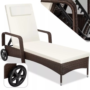 TecTake, Rattan Sonnenliege Cassis Rattan Sonnenliege Cassis, Tectake - Rattan Sonnenliege Cassis, One Size, Braun