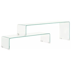 Diverse Hardware, 2-tlg. Couchtisch-Set 90x30x20/110x30x40 cm Hartglas
