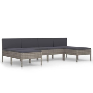 vidaXL, vidaXL 6-tlg. Garten-Lounge-Set mit Auflagen Poly Rattan Grau