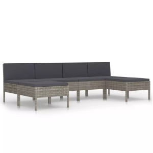 vidaXL, vidaXL 6-tlg. Garten-Lounge-Set mit Auflagen Poly Rattan Grau