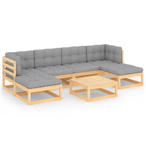 vidaXL, vidaXL 7-tlg. Garten-Lounge-Set mit Kissen Kiefer Massivholz