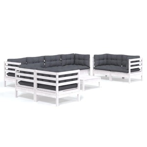 vidaXL, vidaXL 9-tlg. Garten-Lounge-Set mit Kissen Kiefer Massivholz, vidaXL 9-tlg. Garten-Lounge-Set mit Kissen Kiefer Massivholz