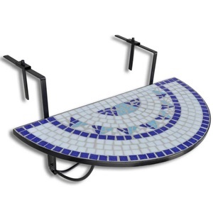 vidaXL, vidaXL Balkonhängetisch Blau und Weiß Mosaik