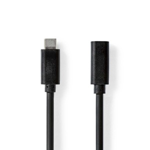 Nedis, USB-Kabel | USB 3.2 Gen 1 | USB-C? Male | USB-C? Female | 4K@60Hz | 5 Gbps | Vernickelt | 2,00 m | Rund | PVC | Schwarz | Box
