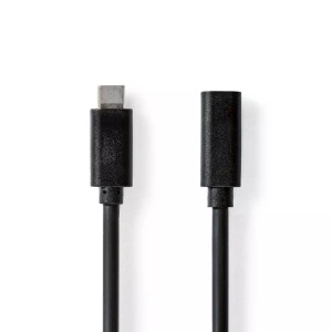 Nedis, USB-Kabel | USB 3.2 Gen 1 | USB-C? Male | USB-C? Female | 4K@60Hz | 5 Gbps | Vernickelt | 2,00 m | Rund | PVC | Schwarz | Box