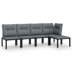 vidaXL, vidaXL 5-tlg. Garten-Lounge-Set Schwarz und Grau Poly Rattan