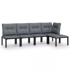 vidaXL, vidaXL 5-tlg. Garten-Lounge-Set Schwarz und Grau Poly Rattan