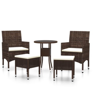 vidaXL, vidaXL 5-tlg. Garten-Lounge-Set Poly Rattan Braun, vidaXL 5-tlg. Garten-Lounge-Set Poly Rattan Braun