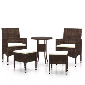 vidaXL, vidaXL 5-tlg. Garten-Lounge-Set Poly Rattan Braun, vidaXL 5-tlg. Garten-Lounge-Set Poly Rattan Braun