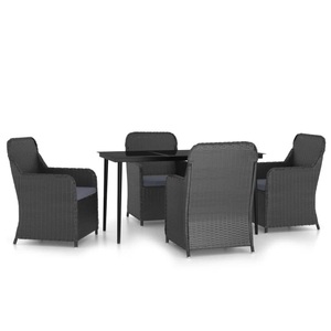 vidaXL, vidaXL 5-tlg. Garten-Essgruppe mit Kissen Schwarz, 