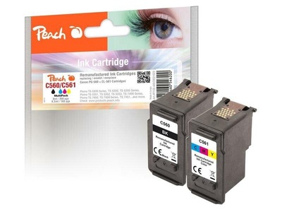 Peach, Peach Spar Pack Tintenpatronen kompatibel zu HP PG-560BK, CL-561C, 3713C006, Peach C560 BK 2 Druckerpatronen (bk, col) ersetzt Canon PG-560BK, CL-561C, 3713C006 für z.B. Canon Pixma TS 5350, Canon Pixma TS 7400
