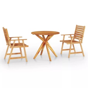 vidaXL, vidaXL 3-tlg. Garten-Essgruppe Massivholz Akazie